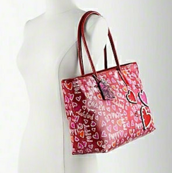 COACH Poppy Coated Canvas Graffiti Tote & Matching Coin/Card Purse Set - Picture 4 of 17